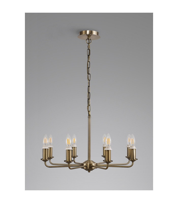 Banyan 59cm 8 Light Multi Arm Pendant/Semi Flush Without Shade 1.5m Chain E14 Antique Brass-10