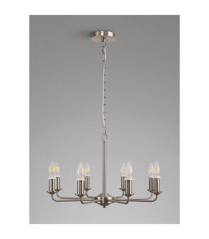 Banyan 59cm 8 Light Multi Arm Pendant/Semi Flush Without Shade 1.5m Chain E14 Satin Nickel-10