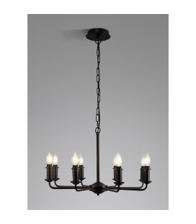 Banyan 70cm 8 Light Multi Arm Pendant/Semi Flush Without Shade 1.5m Chain E14 Matt Black-2