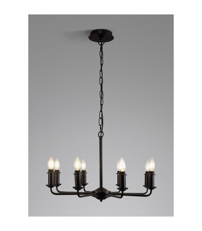 Banyan 70cm 8 Light Multi Arm Pendant/Semi Flush Without Shade 1.5m Chain E14 Matt Black-2