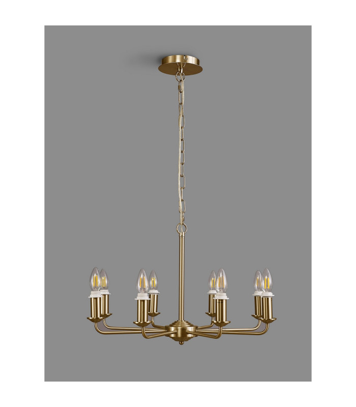 Banyan 59cm 8 Light Multi Arm Pendant/Semi Flush Without Shade 1.5m Chain E14 Champagne Gold-9