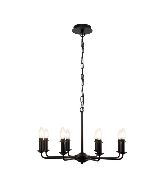 Banyan 70cm 8 Light Multi Arm Pendant/Semi Flush Without Shade 1.5m Chain E14 Matt Black-4
