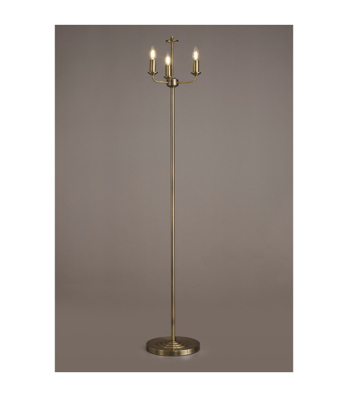 Banyan 3 Light Switched Floor Lamp Without Shade E14 Antique Brass-2