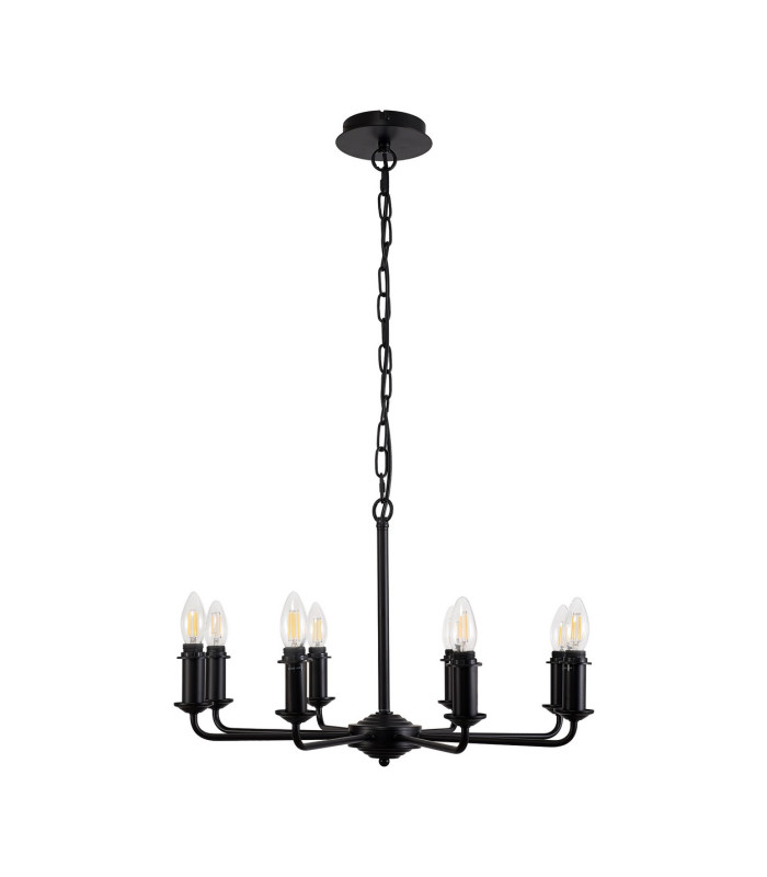 Banyan 70cm 8 Light Multi Arm Pendant/Semi Flush Without Shade 1.5m Chain E14 Matt Black-5