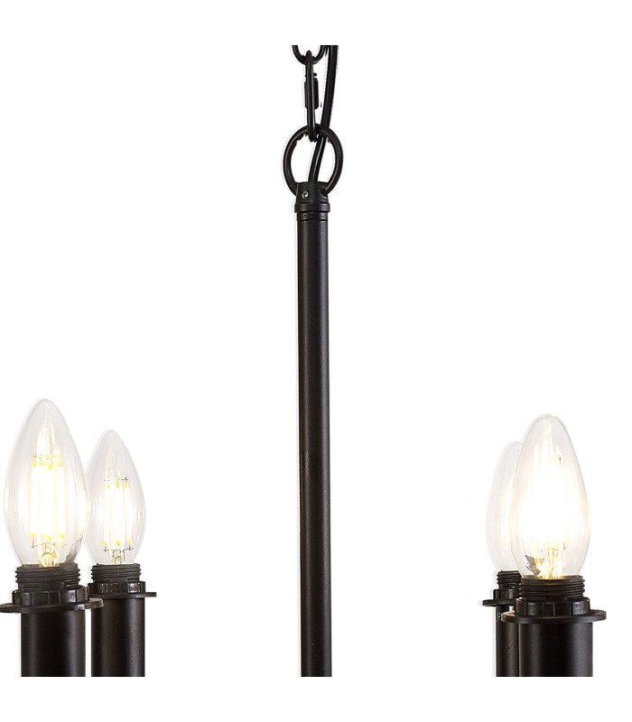 Banyan 70cm 8 Light Multi Arm Pendant/Semi Flush Without Shade 1.5m Chain E14 Matt Black-7