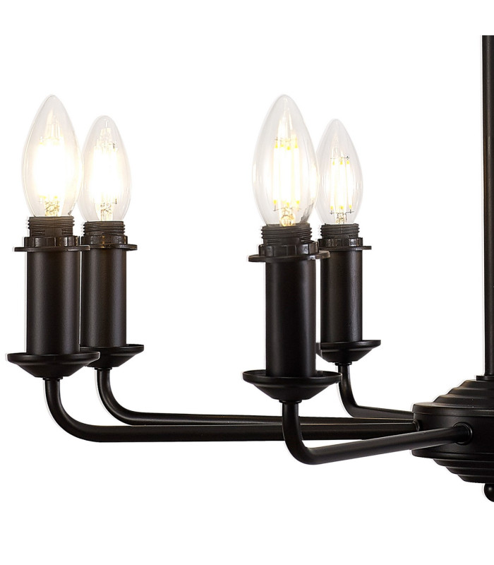 Banyan 70cm 8 Light Multi Arm Pendant/Semi Flush Without Shade 1.5m Chain E14 Matt Black-8