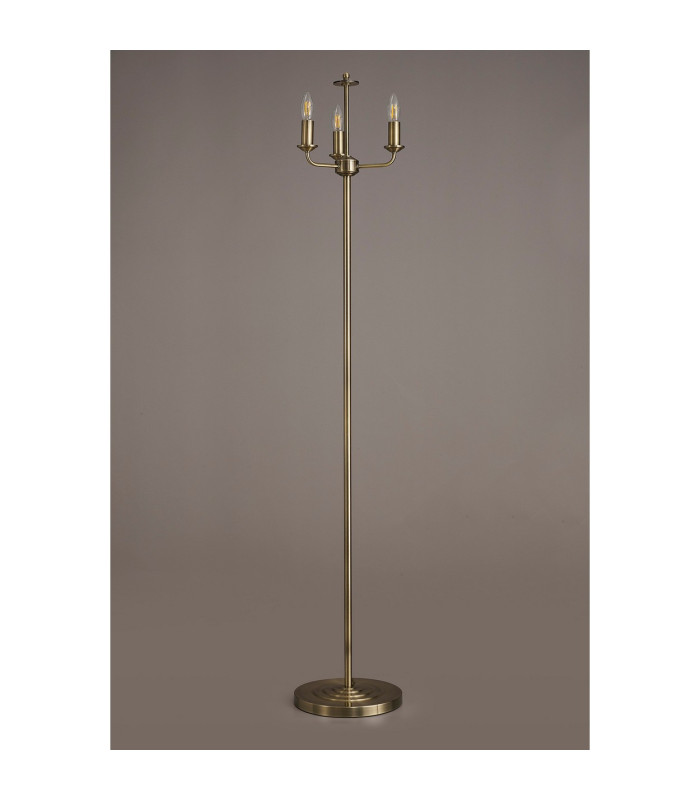 Banyan 3 Light Switched Floor Lamp Without Shade E14 Antique Brass-8