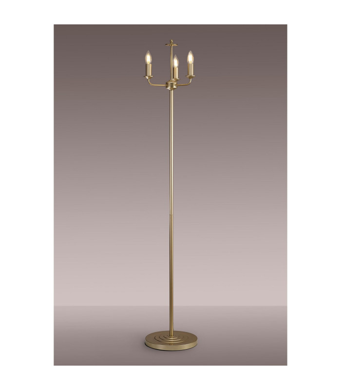 Banyan 3 Light Switched Floor Lamp Without Shade E14 Champagne Gold-2