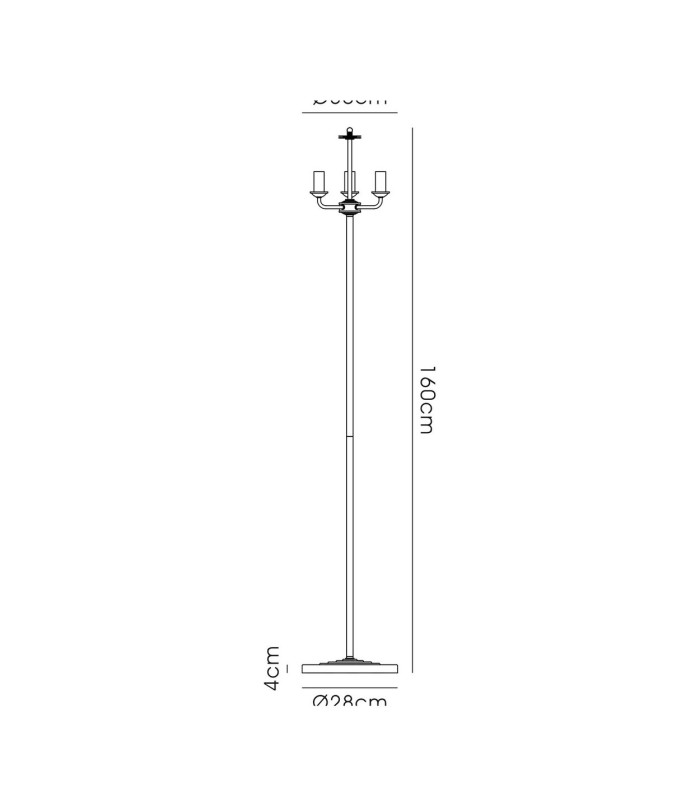 Banyan 3 Light Switched Floor Lamp Without Shade E14 Matt Black-3