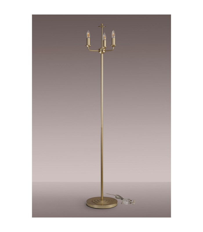 Banyan 3 Light Switched Floor Lamp Without Shade E14 Champagne Gold-7