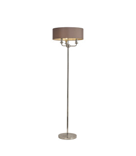 Banyan 3 Light Switched Floor Lamp With 45cm x 15cm Faux Silk Shade Polished Nickel/Grey-1