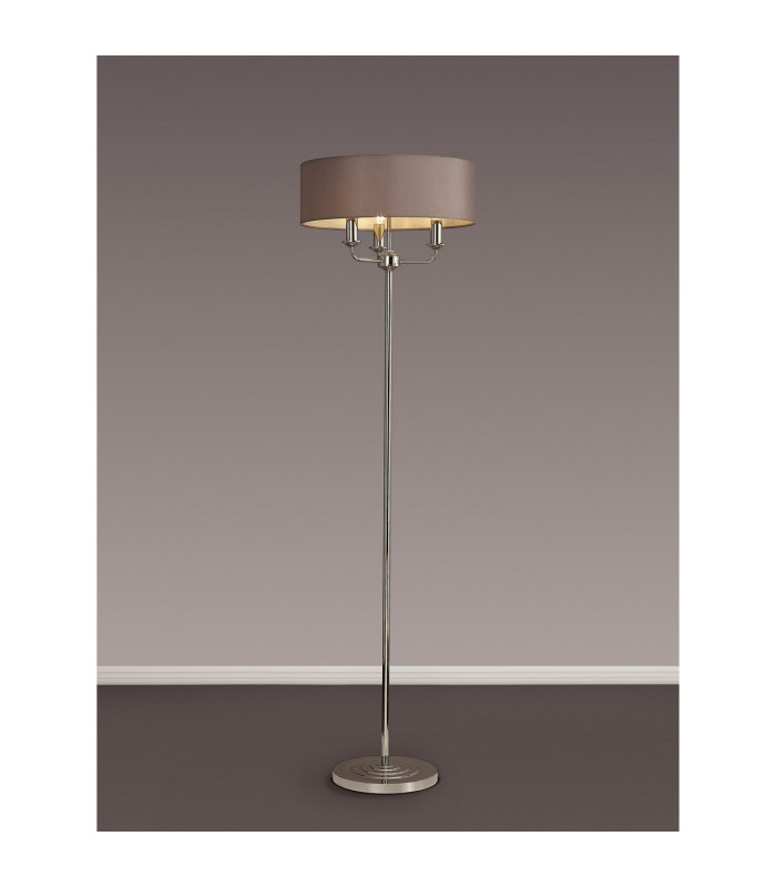 Banyan 3 Light Switched Floor Lamp With 45cm x 15cm Faux Silk Shade Polished Nickel/Grey-2