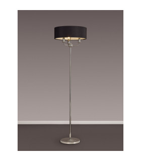 Banyan 3 Light Switched Floor Lamp With 45cm x 15cm Faux Silk Shade Polished Nickel/Black-2