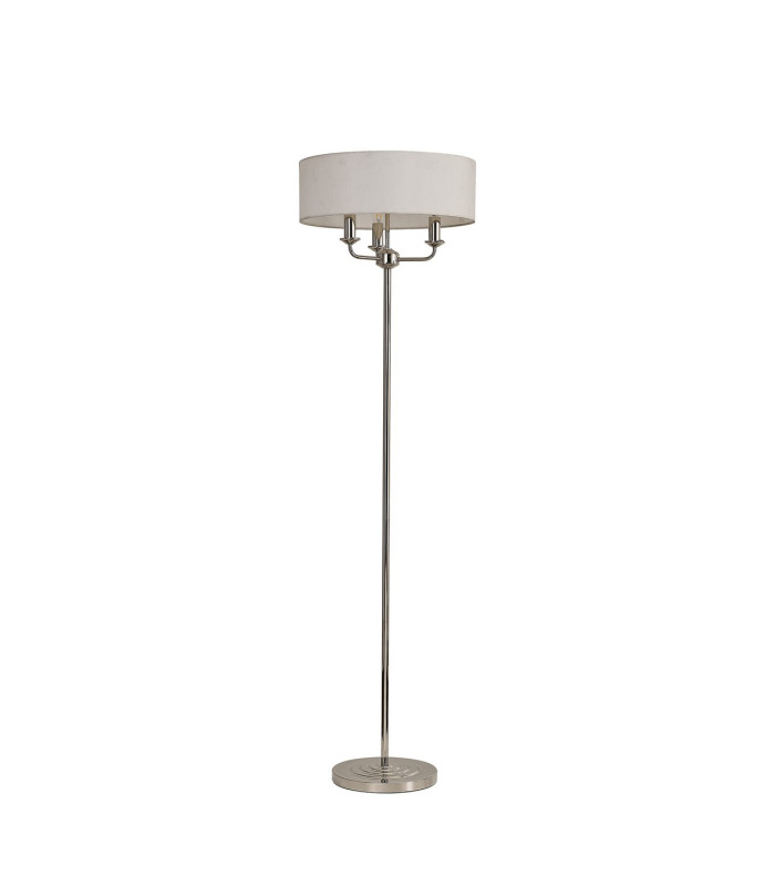 Banyan 3 Light Switched Floor Lamp With 45cm x 15cm Faux Silk Fabric Shade Polished Nickel/White-4