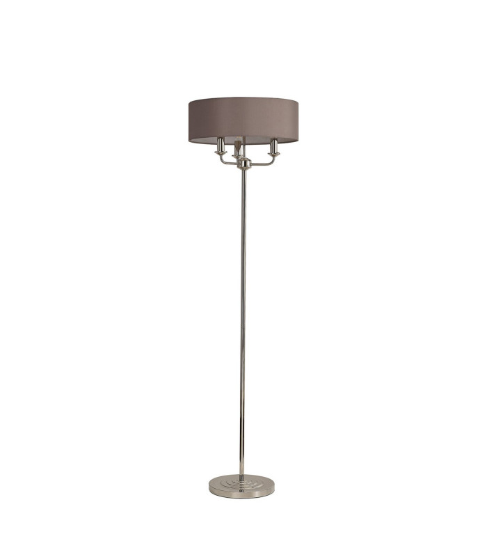Banyan 3 Light Switched Floor Lamp With 45cm x 15cm Faux Silk Shade Polished Nickel/Grey-4
