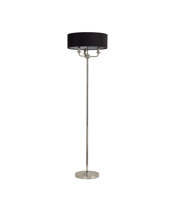 Banyan 3 Light Switched Floor Lamp With 45cm x 15cm Faux Silk Shade Polished Nickel/Black-4