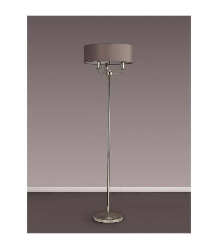 Banyan 3 Light Switched Floor Lamp With 45cm x 15cm Faux Silk Shade Polished Nickel/Grey-11