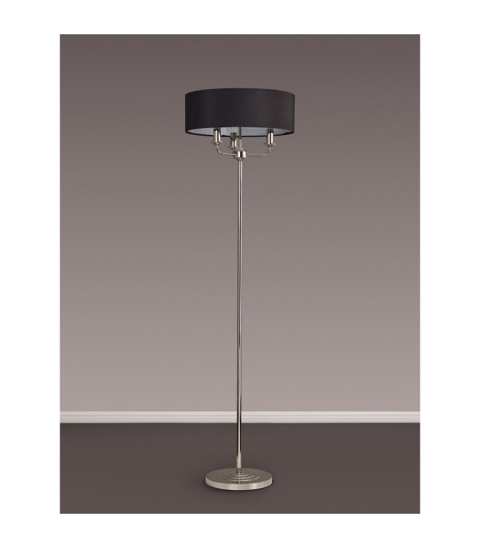 Banyan 3 Light Switched Floor Lamp With 45cm x 15cm Faux Silk Shade Polished Nickel/Black-11