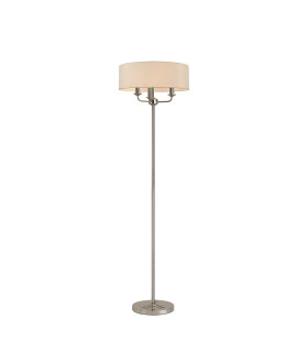 Banyan 3 Light Switched Floor Lamp With 45cm x 15cm Dual Faux Silk Shade Nude Beige/Moonlight Polished Nickel-1