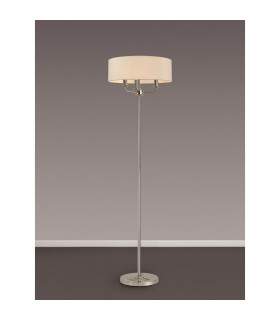 Banyan 3 Light Switched Floor Lamp With 45cm x 15cm Faux Silk Shade Polished Nickel/Ivory Pearl-2