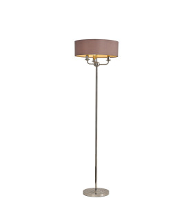 Banyan 3 Light Switched Floor Lamp With 45cm x 15cm Dual Faux Silk Shade Taupe/Halo Gold Polished Nickel-1