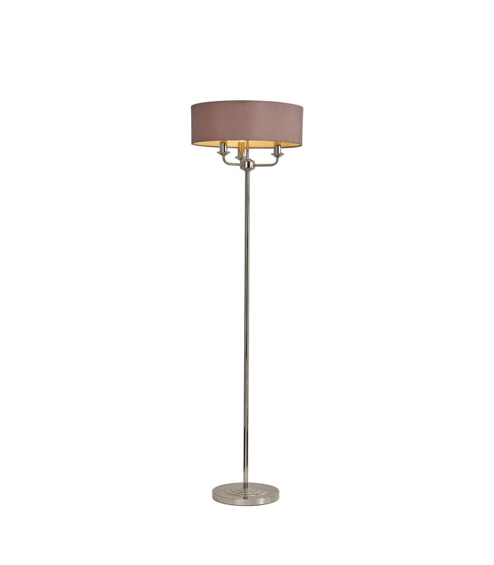 Banyan 3 Light Switched Floor Lamp With 45cm x 15cm Dual Faux Silk Shade Taupe/Halo Gold Polished Nickel-1