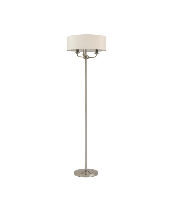 Banyan 3 Light Switched Floor Lamp With 45cm x 15cm Dual Faux Silk Shade Nude Beige/Moonlight Polished Nickel-4
