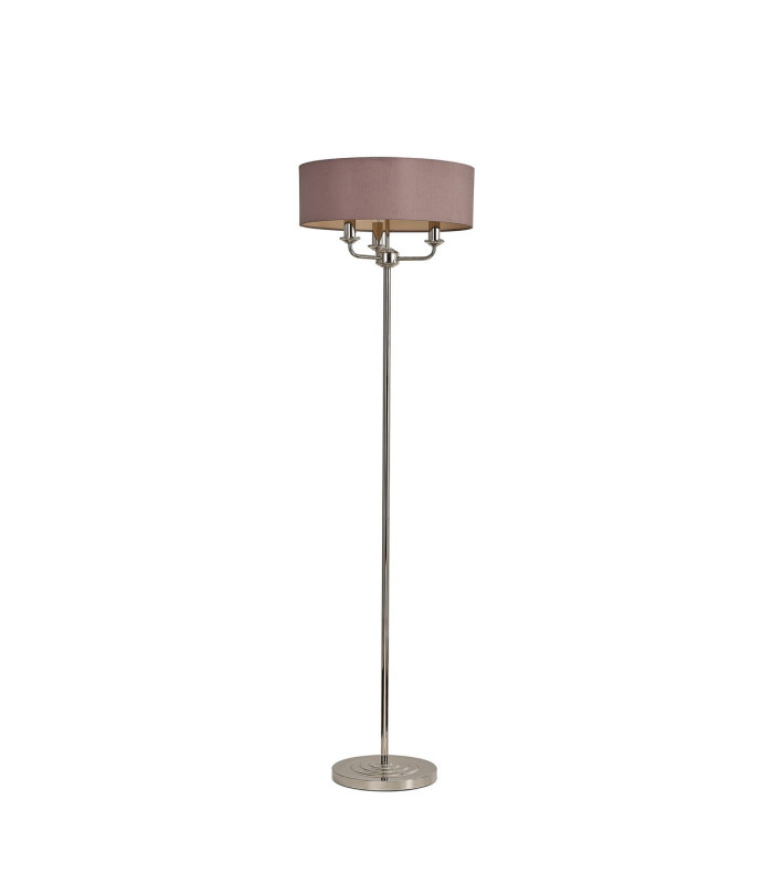 Banyan 3 Light Switched Floor Lamp With 45cm x 15cm Dual Faux Silk Shade Taupe/Halo Gold Polished Nickel-4