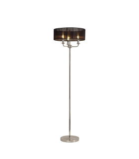 Banyan 3 Light Switched Floor Lamp With 45cm x 15cm Black Organza Shade Polished Nickel/Black-1