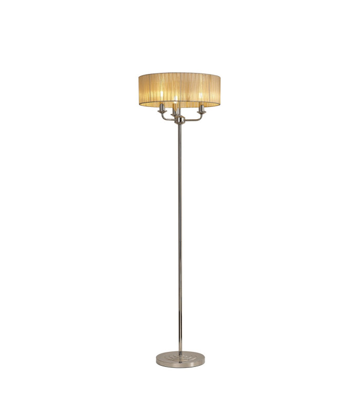Banyan 3 Light Switched Floor Lamp With 45cm x 15cm Soft Bronze Organza Shade Polished Nickel/Soft Bronze-1