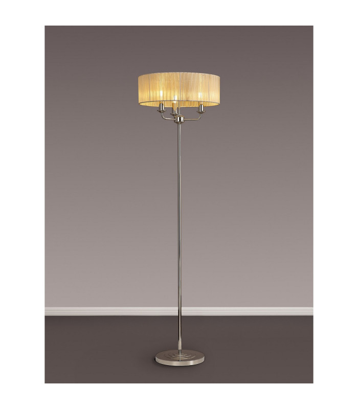 Banyan 3 Light Switched Floor Lamp With 45cm x 15cm Soft Bronze Organza Shade Polished Nickel/Soft Bronze-2