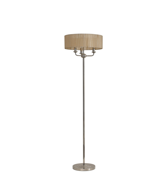 Banyan 3 Light Switched Floor Lamp With 45cm x 15cm Soft Bronze Organza Shade Polished Nickel/Soft Bronze-4