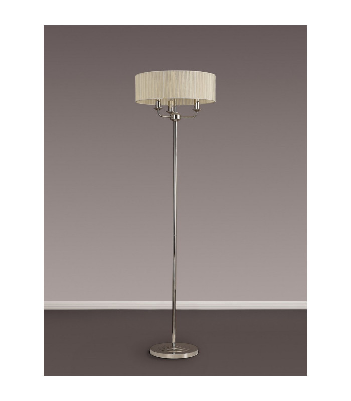 Banyan 3 Light Switched Floor Lamp With 45cm x 15cm Cream Organza Shade Polished Nickel/Cream-11