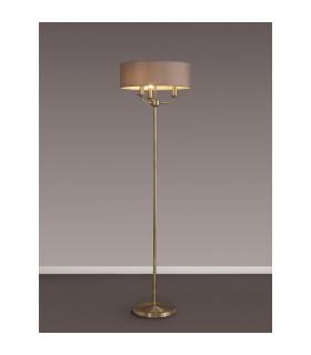 Banyan 3 Light Switched Floor Lamp With 45cm x 15cm Faux Silk Shade Antique Brass/Grey-2