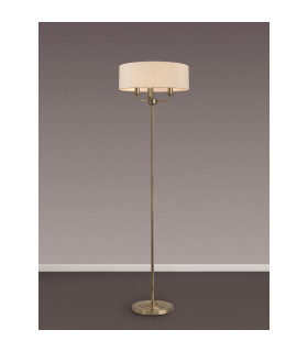 Banyan 3 Light Switched Floor Lamp With 45cm x 15cm Dual Faux Silk Shade Nude Beige/Moonlight Antique Brass-2