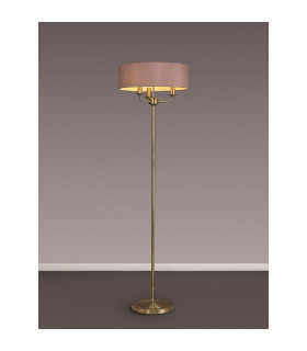 Banyan 3 Light Switched Floor Lamp With 45cm x 15cm Dual Faux Silk Shade Taupe/Halo Gold Antique Brass-2