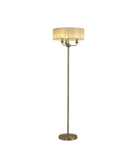 Banyan 3 Light Switched Floor Lamp With 45cm x 15cm Cream Organza Shade Antique Brass/Cream-1