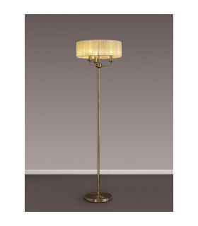 Banyan 3 Light Switched Floor Lamp With 45cm x 15cm Cream Organza Shade Antique Brass/Cream-2