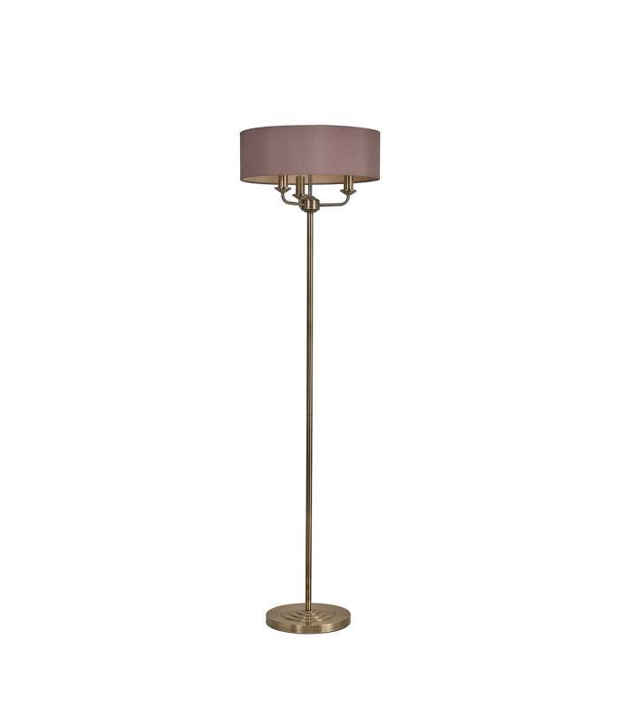 Banyan 3 Light Switched Floor Lamp With 45cm x 15cm Dual Faux Silk Shade Taupe/Halo Gold Antique Brass-4