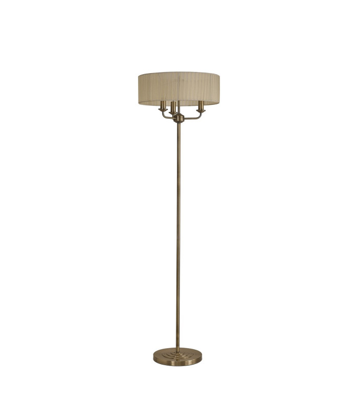 Banyan 3 Light Switched Floor Lamp With 45cm x 15cm Cream Organza Shade Antique Brass/Cream-4