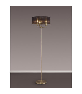 Banyan 3 Light Switched Floor Lamp With 45cm x 15cm Black Organza Shade Antique Brass/Black-2