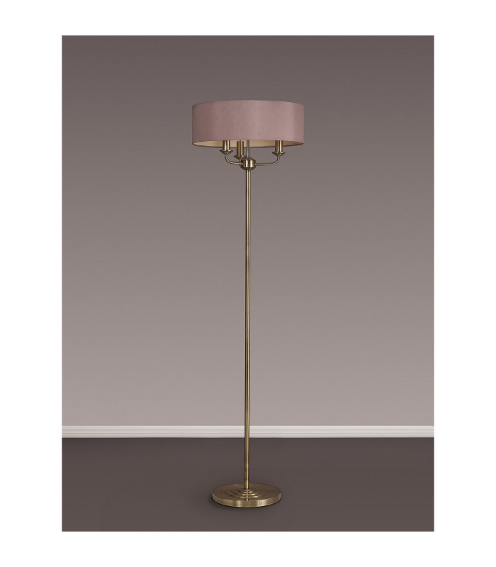 Banyan 3 Light Switched Floor Lamp With 45cm x 15cm Dual Faux Silk Shade Taupe/Halo Gold Antique Brass-11