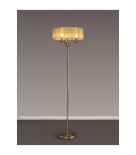 Banyan 3 Light Switched Floor Lamp With 45cm x 15cm Soft Bronze Organza Shade Antique Brass/Soft Bronze-2