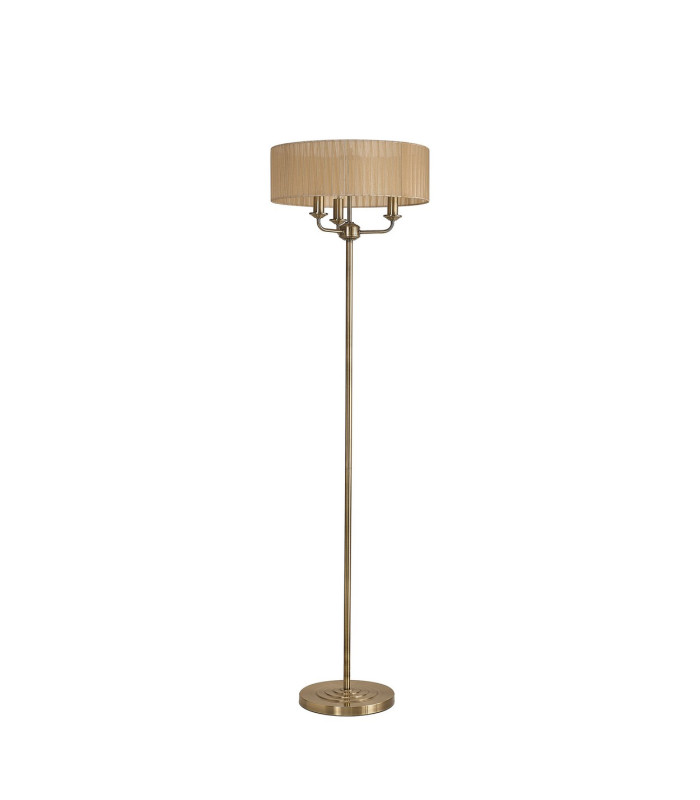 Banyan 3 Light Switched Floor Lamp With 45cm x 15cm Soft Bronze Organza Shade Antique Brass/Soft Bronze-4