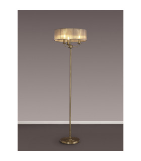 Banyan 3 Light Switched Floor Lamp With 45cm x 15cm Grey Organza Shade Antique Brass/Grey-2