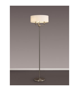 Banyan 3 Light Switched Floor Lamp With 45cm x 15cm Faux Silk Shade Satin Nickel/White-2