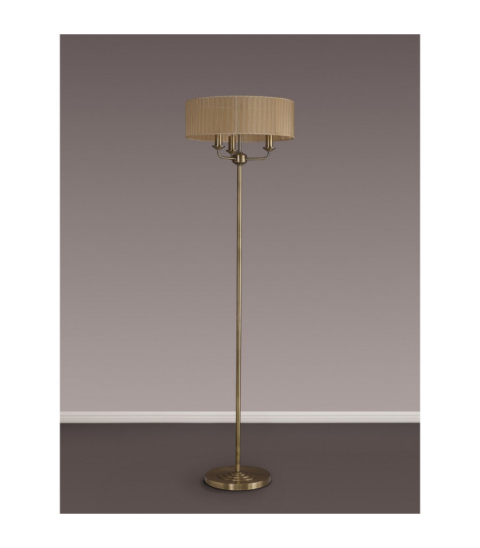 Banyan 3 Light Switched Floor Lamp With 45cm x 15cm Soft Bronze Organza Shade Antique Brass/Soft Bronze-11