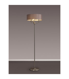 Banyan 3 Light Switched Floor Lamp With 45cm x 15cm Faux Silk Shade Satin Nickel/Grey-2