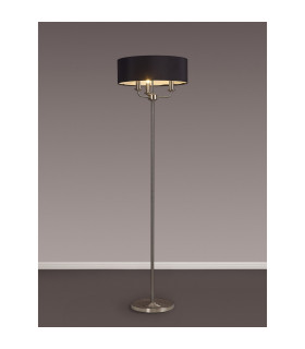 Banyan 3 Light Switched Floor Lamp With 45cm x 15cm Faux Silk Shade Satin Nickel/Black-2