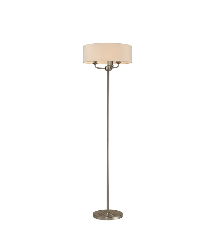 Banyan 3 Light Switched Floor Lamp With 45cm x 15cm Faux Silk Shade Ivory Pearl/Satin Nickel-1